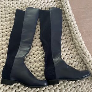 Stuart Weitzman Navy leather and stretch 50/50 over the knee boots **NWOT**